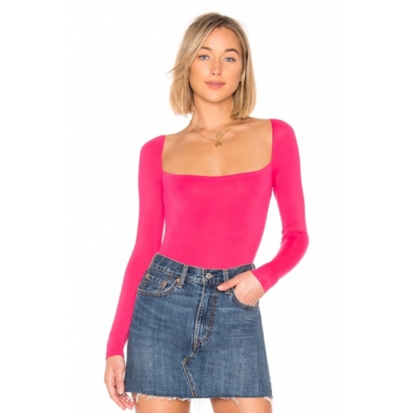 hot pink long sleeve bodysuit